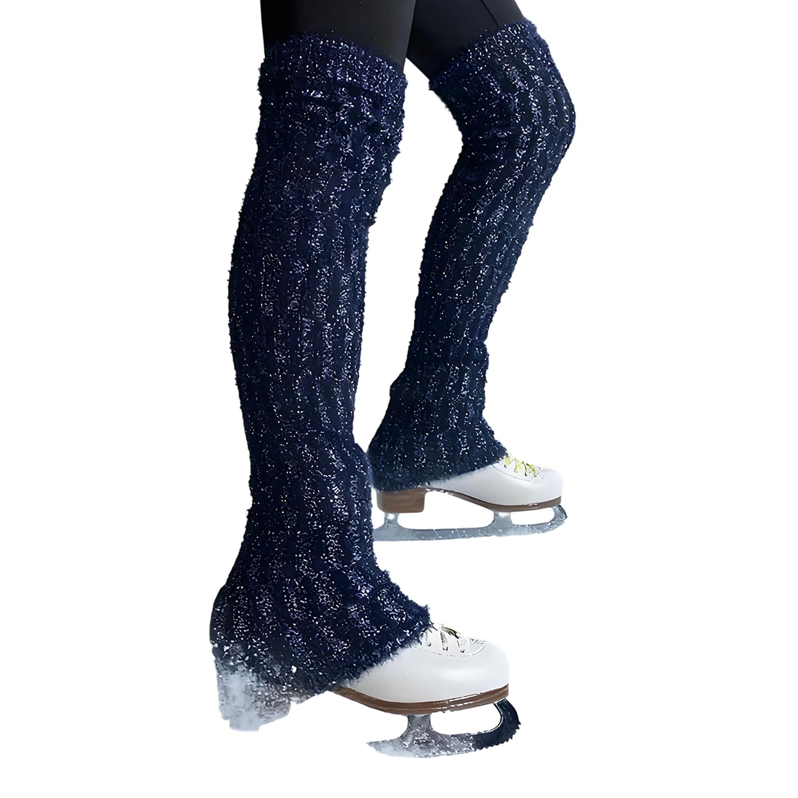 Calentadores de piernas para práctica de pistas, fundas gruesas de punto trenzado para botas de patinaje, 55 cm x 10 cm, 1 par para patinadores