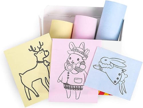 Memoking T02/M02X/M02L Papel Térmico Rosa/Amarillo/Azul - 5 años No pegajoso 2.087 in x 21.3 ft para diario, textos fotográficos, notas de estudio y