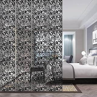 12+4PCS KEIBIKEIDI Hanging Room Divider Screens Made of Environmentally PVC, Simple and Modern Black Hanging Panel Screen for Decoration Home, Livingroom,Bedroom, Kitchen, Dining Room,Hotel and Bar
