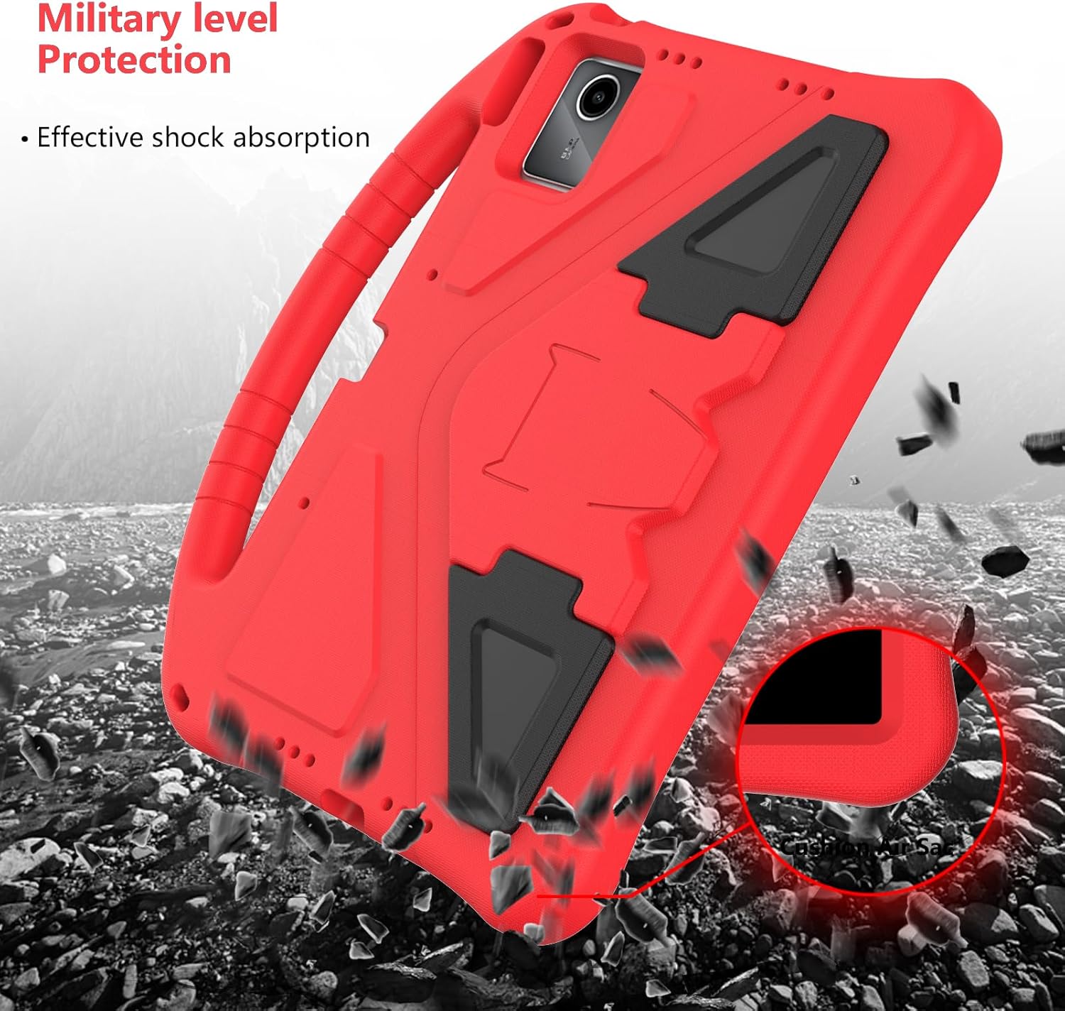 Compatible with Lenovo Idea Tab Plus 12.1 Inch 2025 TB-365FC Case for Kids - Durable Lightweight EVA Shockproof Protective Handle Stand Cover (Red)