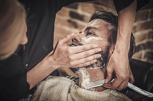 Miniatura 5 de Krisp Beauty Maquinilla de afeitar profesional de borde recto clásico para afeitarse cerrado - Manual de calidad de salón para hombre bigote de