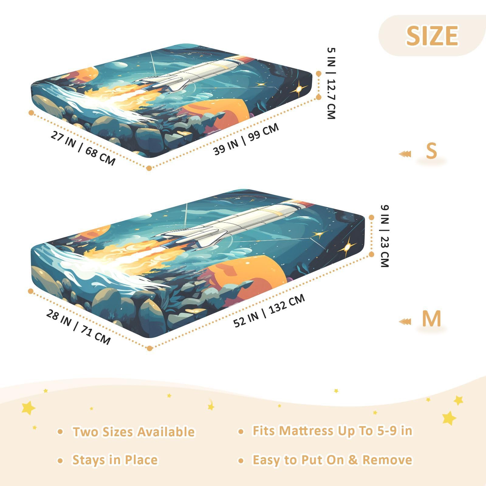 Cielo Estrellado Cohete Arte Oscuro Sábana de Cuna para Niños Pequeños,Sábanas de Algodón Suave para Bebés Aptas para Colchón Corralito