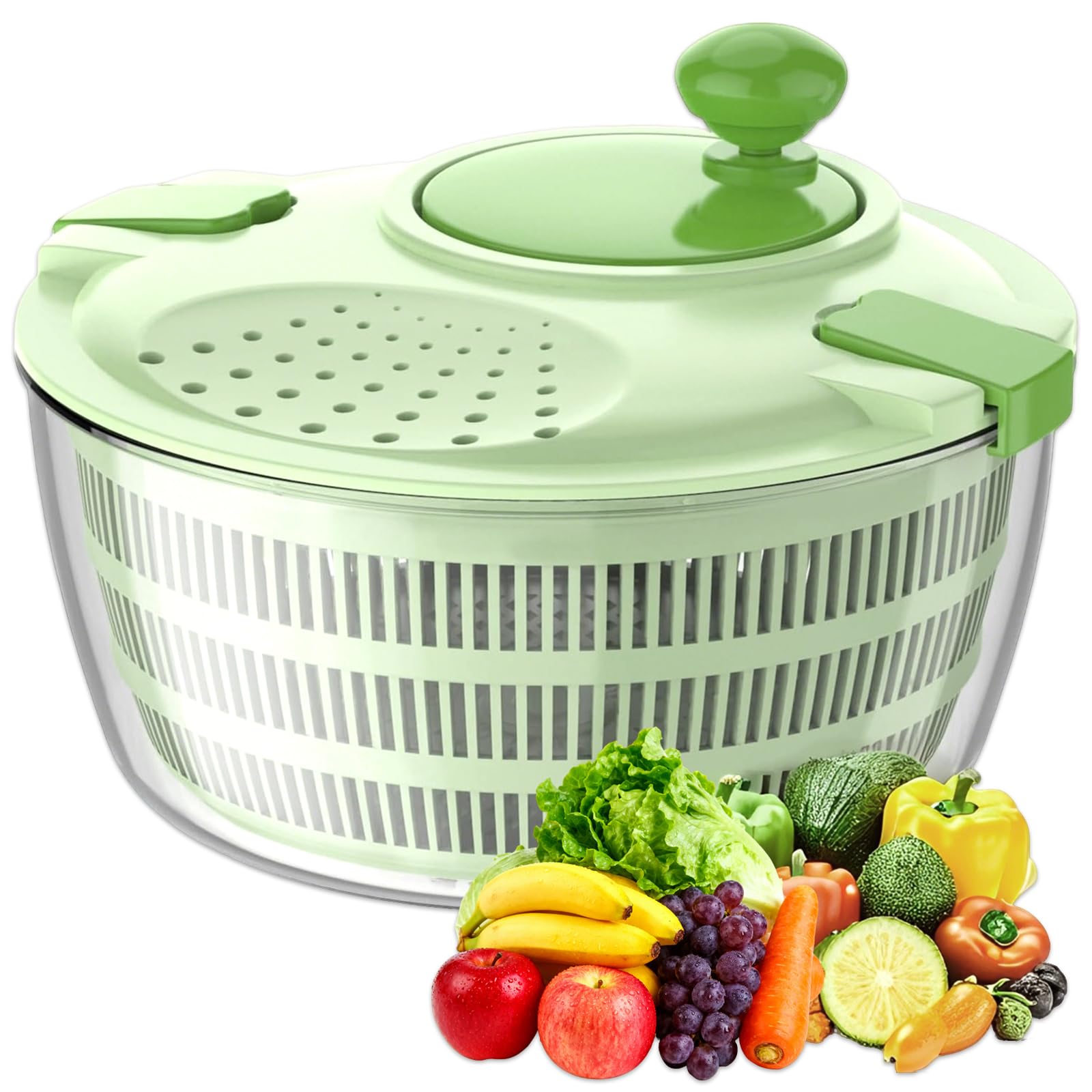 Salatschleuder mit Deckel, Kunststoff, BPA-frei, Salad Spinner, Salatschleudern, für Obst- und Gemüsereinigung, 4 Liter, ø 24,5 cm