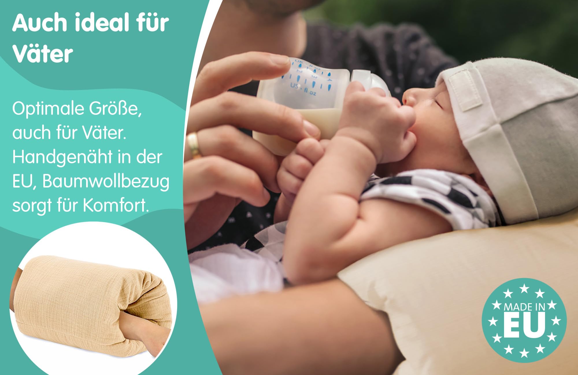 Cuscino Allattamento Per Neonati - Compatto, In Cotone, Design Coniglio - Foto 9