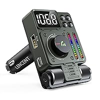 Vista 1 de LENCENT Transmisor FM Bluetooth 5.3 para automóvil, reproductor de música de sonido de agudos y graves ajustable, adaptador Bluetooth para llamadas