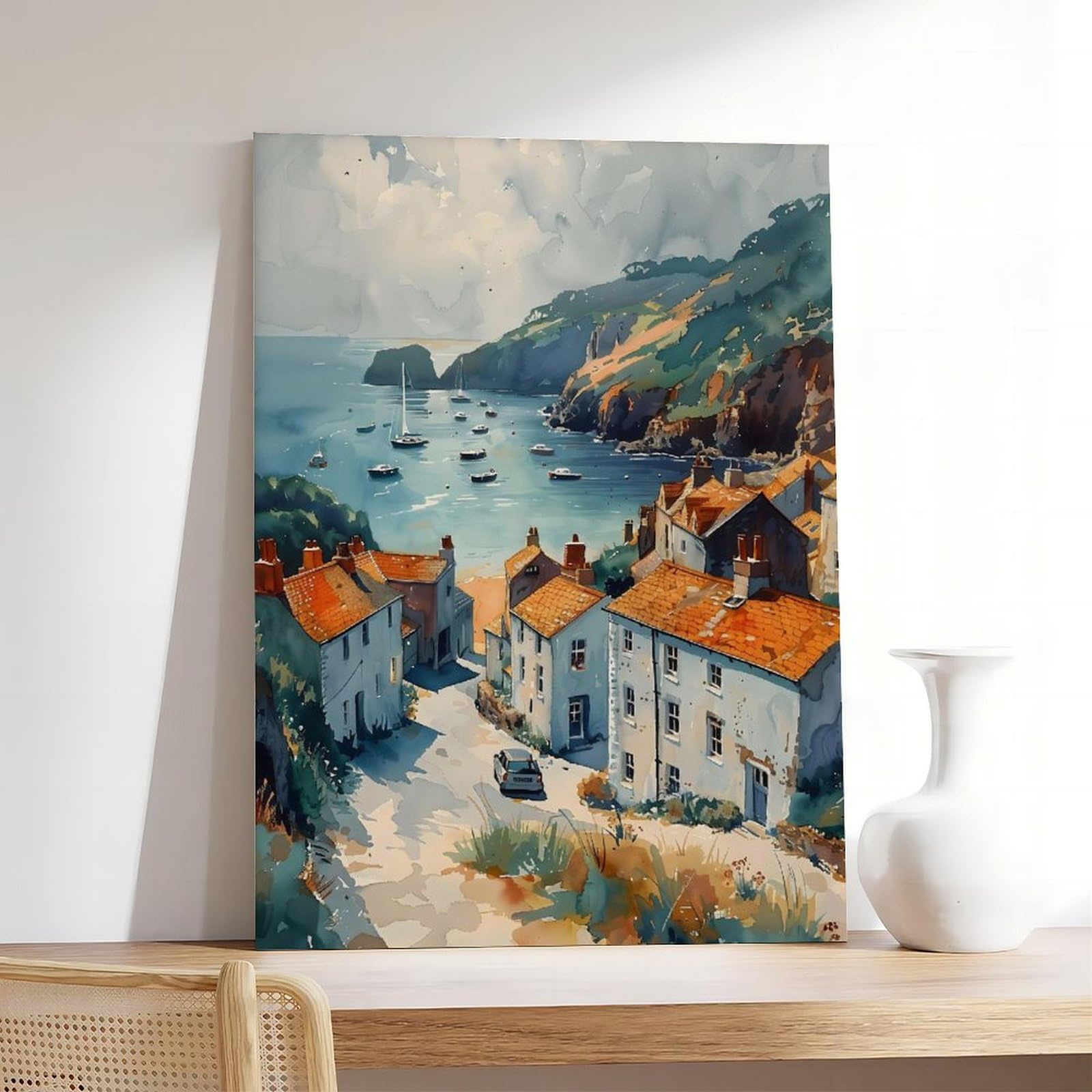 Amazon.com: ZJLAMZ Cornwall Watercolor Painting Port Isaac Poster