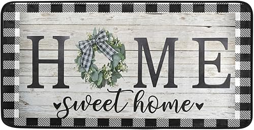 Miniatura 12 de Alfombra de cocina con calabazas de otoño y otoño, antifatiga, a cuadros, calabaza, hojas de arce, tapetes de cocina antideslizantes y lavables