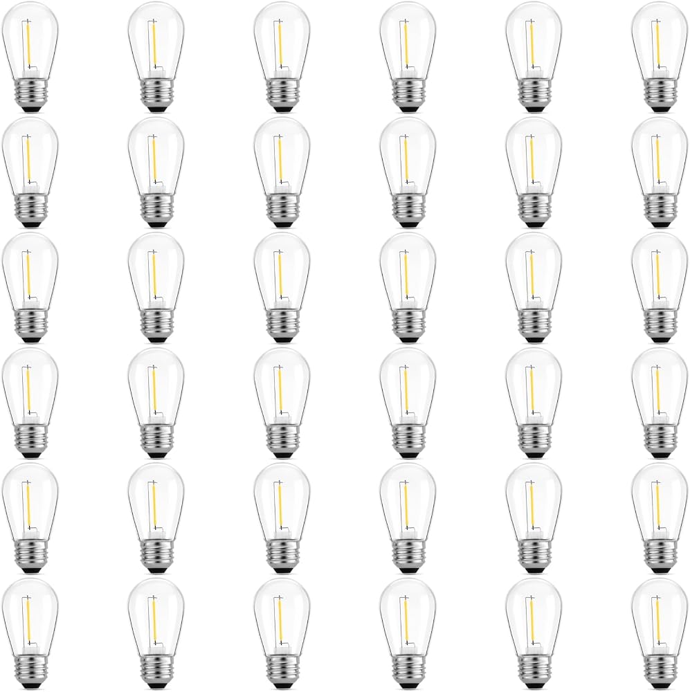 S14 E26 LED 1W 스트링 조명 교체용 야외 전구, 웜 화이트, 36팩 — 사진 1