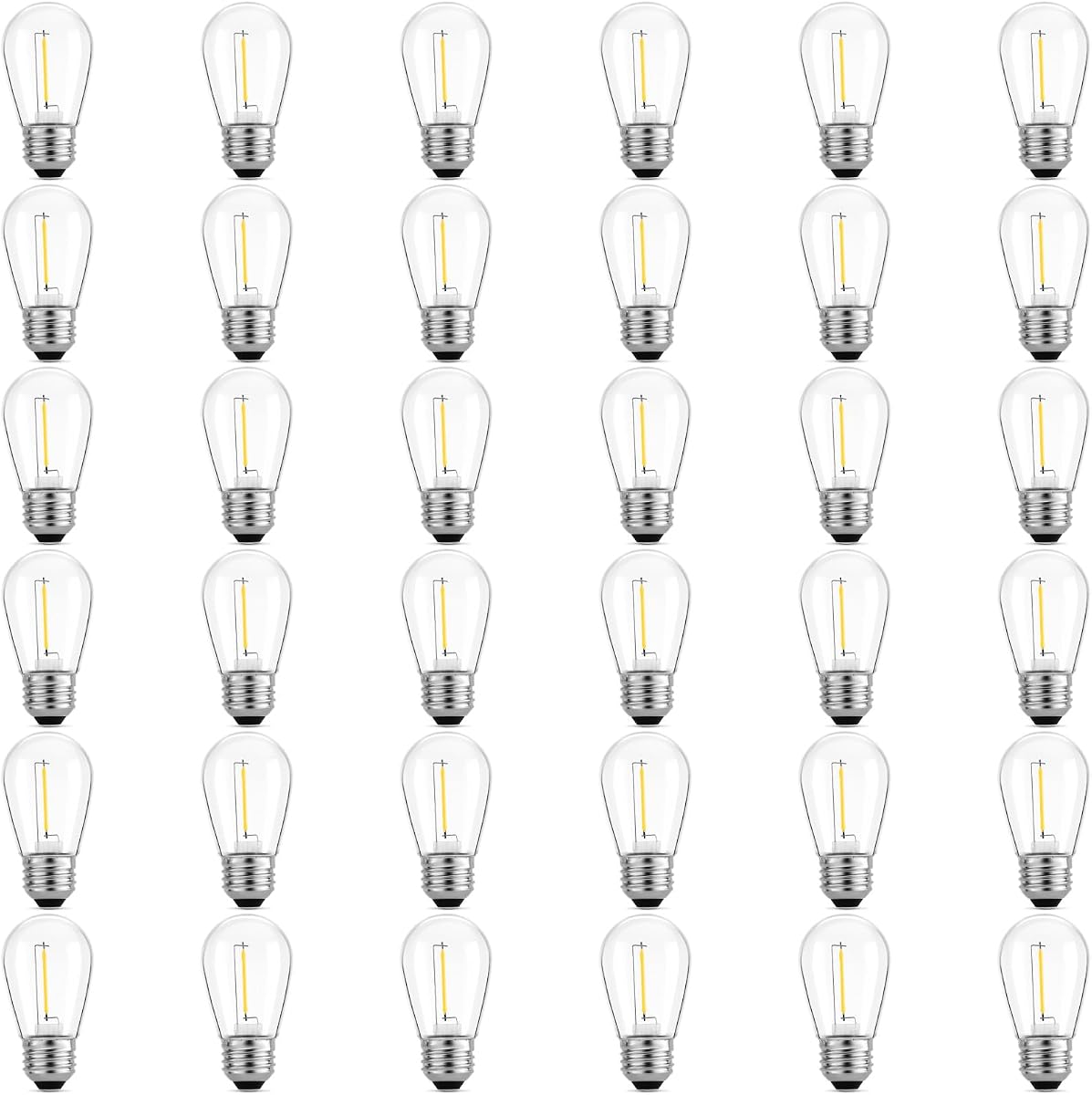 S14 E26 LED 1W String Light Replacement Outdoor Bulbs, Warm White, 36-Pack | Shatterproof, Waterproof, 11W Equivalent Incandescent Edison Bulb, Non-Dimmable, for Patio Backyard Garden Cafe Bistro Deck