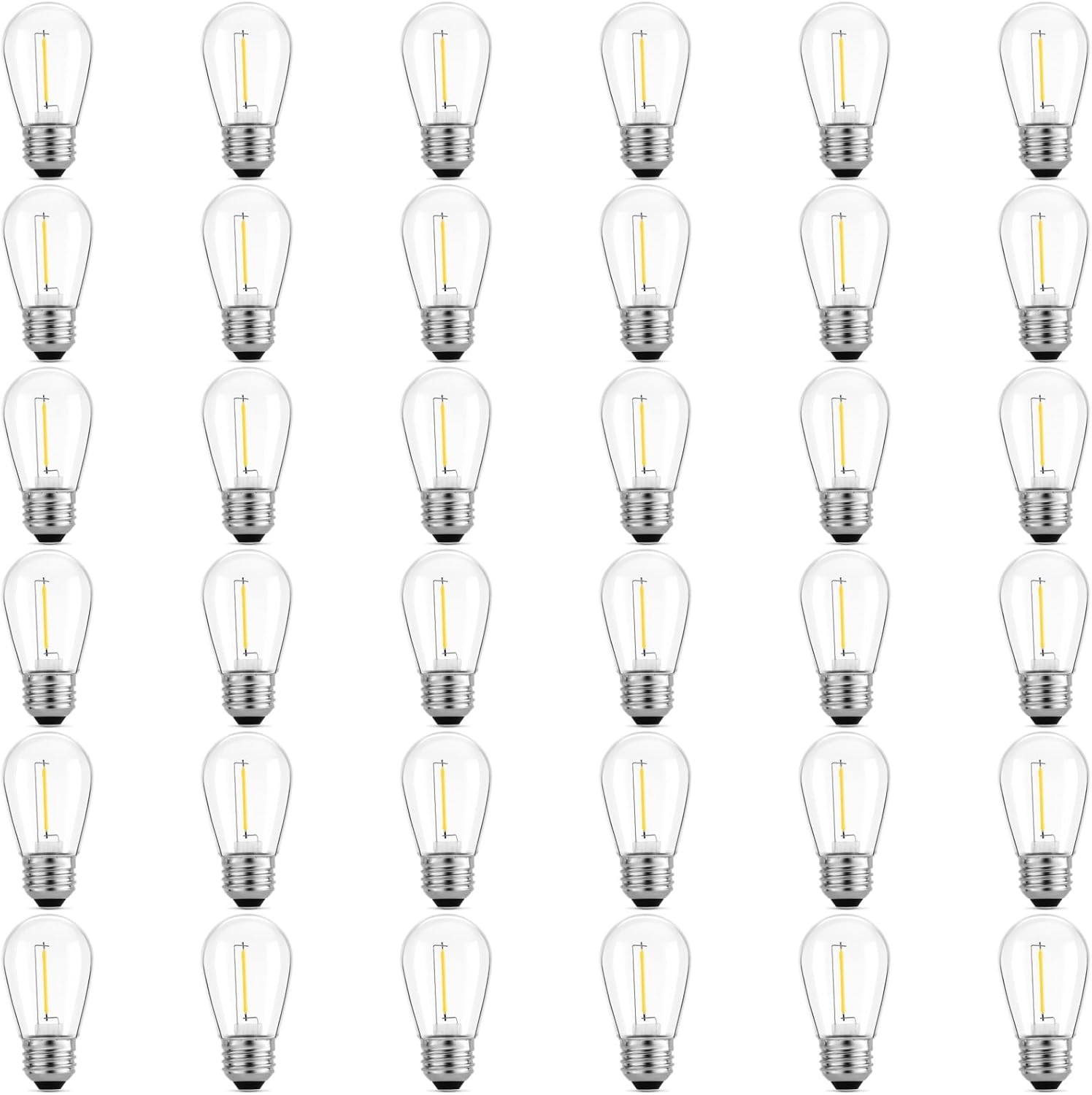 Meconard 36 Pack S14 LED Bulbs for Outdoor String Lights, Shatterproof Replacement Edison Bulbs for Patio String Lights Outdoor Waterproof, Warm White 2200K, Non-Dimmable, E26 Standard Base