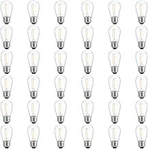Meconard 36 Pack S14 LED Bulbs for Outdoor String Lights, Shatterproof Replacement Edison Bulbs for Patio String Lights Outdoor Waterproof, Warm White 2200K, Non-Dimmable, E26 Standard Base