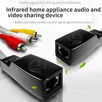 IR Infrared Home Appliance Audio andvideo Sharing Device Component Video and Audio Extender Over Cat5/6/7 Ethernet Cable NU101