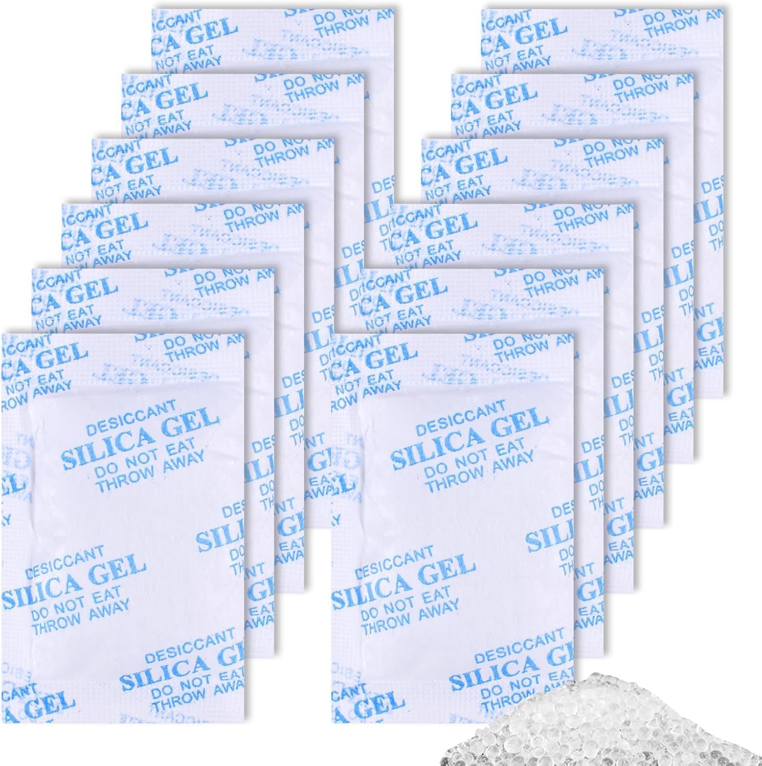 Lot de 12 Paquets Déshydratants de Recharge, Gel de Silice Absorbeur d'Humidité Sacs Dessicant pour Mangeoires Automatiques pour Chats/Chiens (25g) (12PCS)