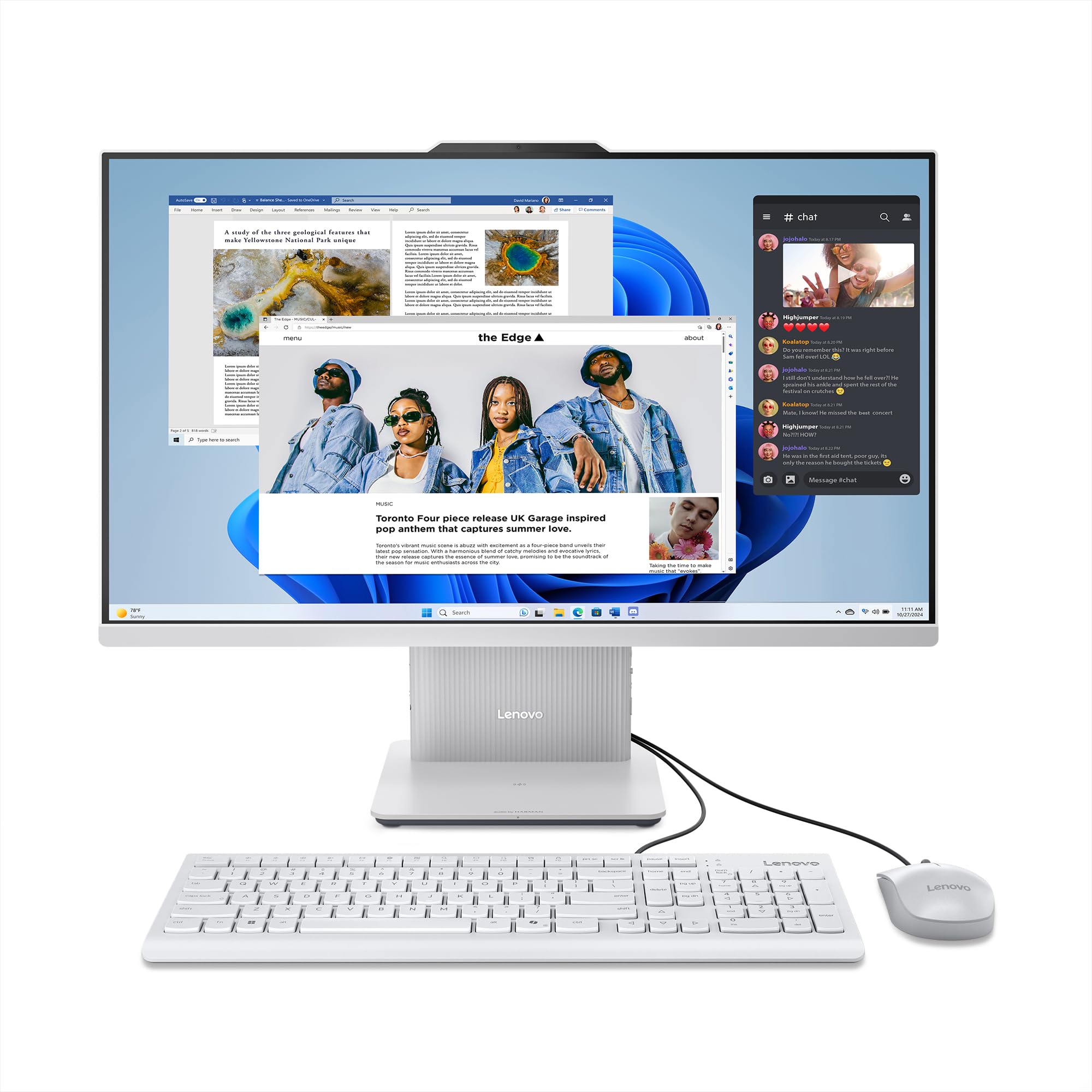 Lenovo IdeaCentre AIO i Gen 9 - Ordenador de Sobremesa 27" FHD (Intel Core i7-13620H, 16 GB RAM, 1 TB SSD, Intel UHD Graphics, Wi-Fi 6, Win11 Home) Incluye Teclado QWERTY Español y Ratón - Gris Nube