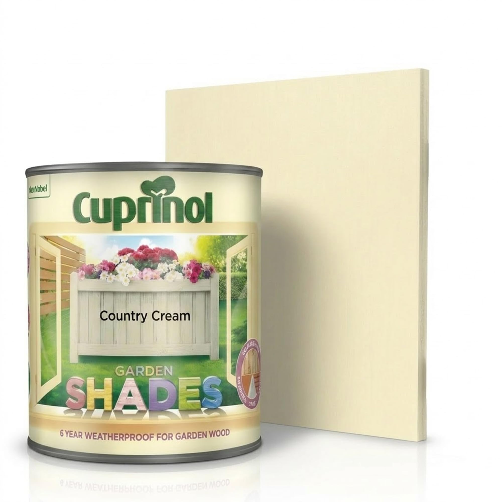 DUAYRA Garden Shades Paint Country Cream 1L, Exterior Wood Stain Matt Finish for Furniture, Sheds, Planters, Benches, Minimum 2 Coat, Water Based Fence Paints (Country Cream, 1 Liter)