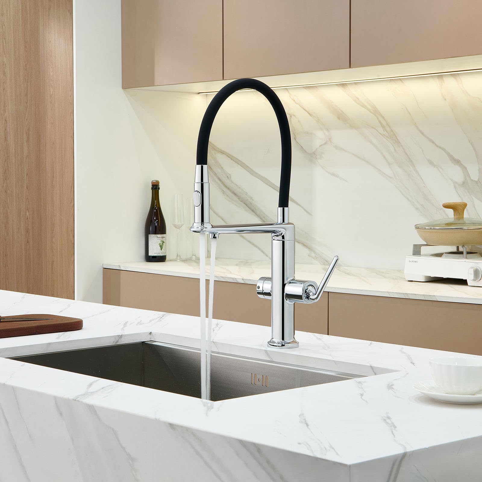 Grifo de cocina con purificador de agua, pulverizador extraíble, palanca única, antidiseño, 2 modos, grifo mezclador para fregadero de cocina