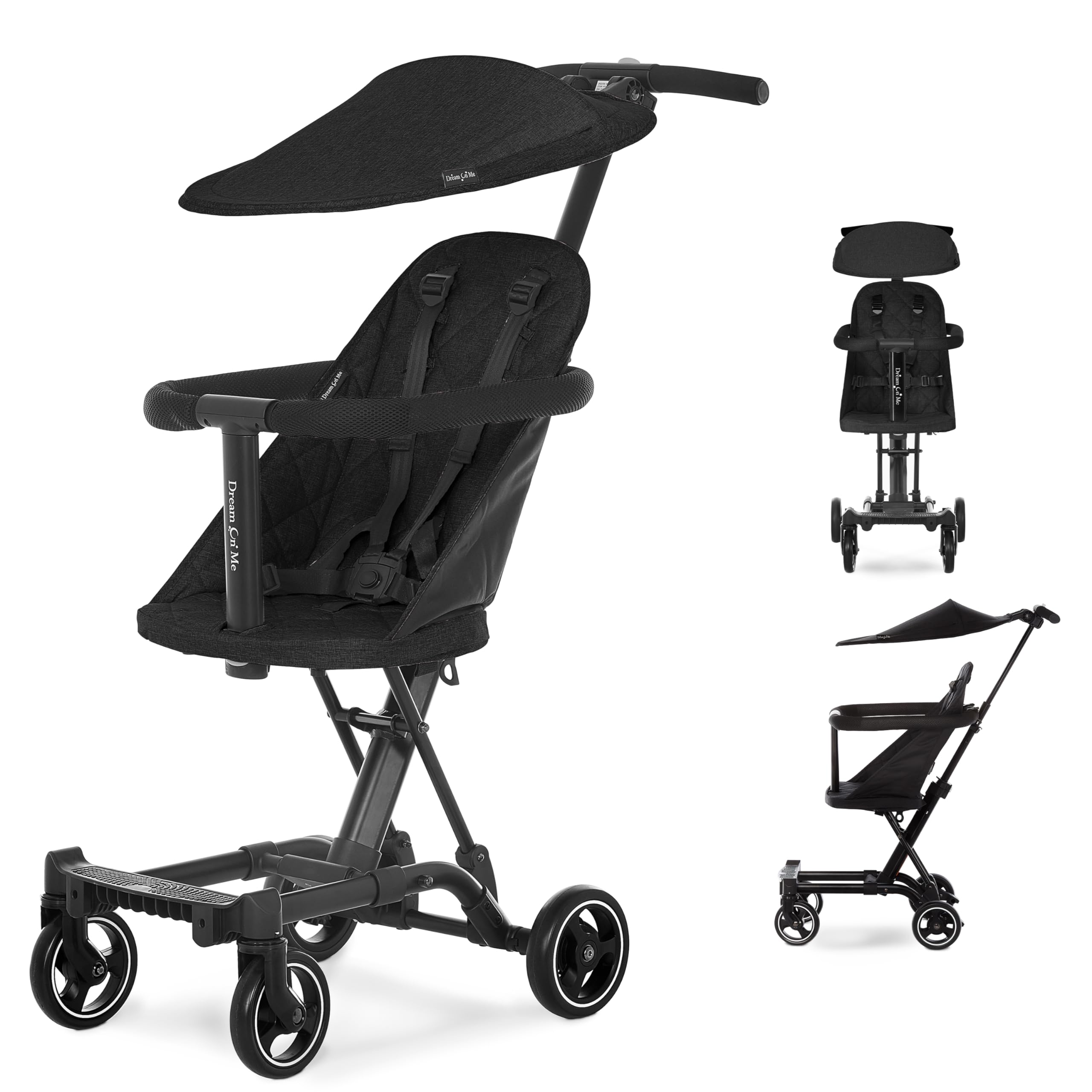 Dream On Me Coast Rider Stroller with Canopy, Black