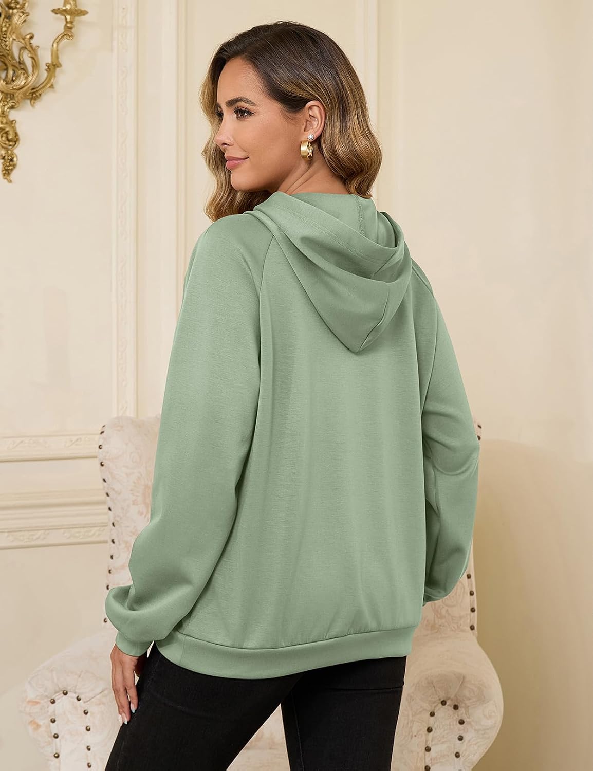 Nursing Sweatshirt Hoodie for Breastfeeding with Hidden Zippers Maternity Breast Pumping Tops Kangaroo Pocket