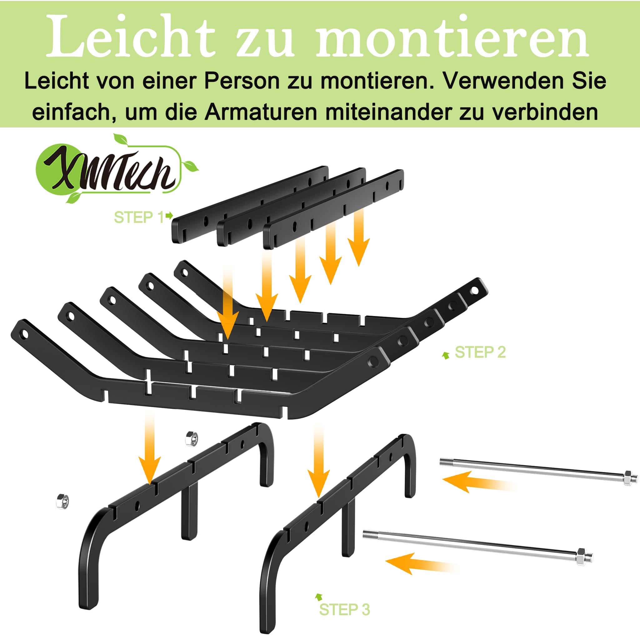 XMTECH Quadratischer Kaminholzrost Metall Feuerstelle Kaminrost mit 6 Stützfüßen, Hohe hitzebeständiger schwarzer Feuerkorb für Feuerschalen und Feuerstellen