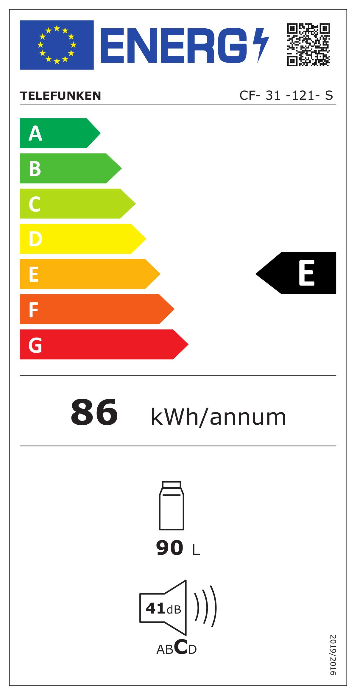 TELEFUNKEN Kühlschrank 90 L Freistehend Klein mit Gemüsefach 3 Ablagen Temperaturregelung LED Innenbeleuchtung silber CF-31-121-S