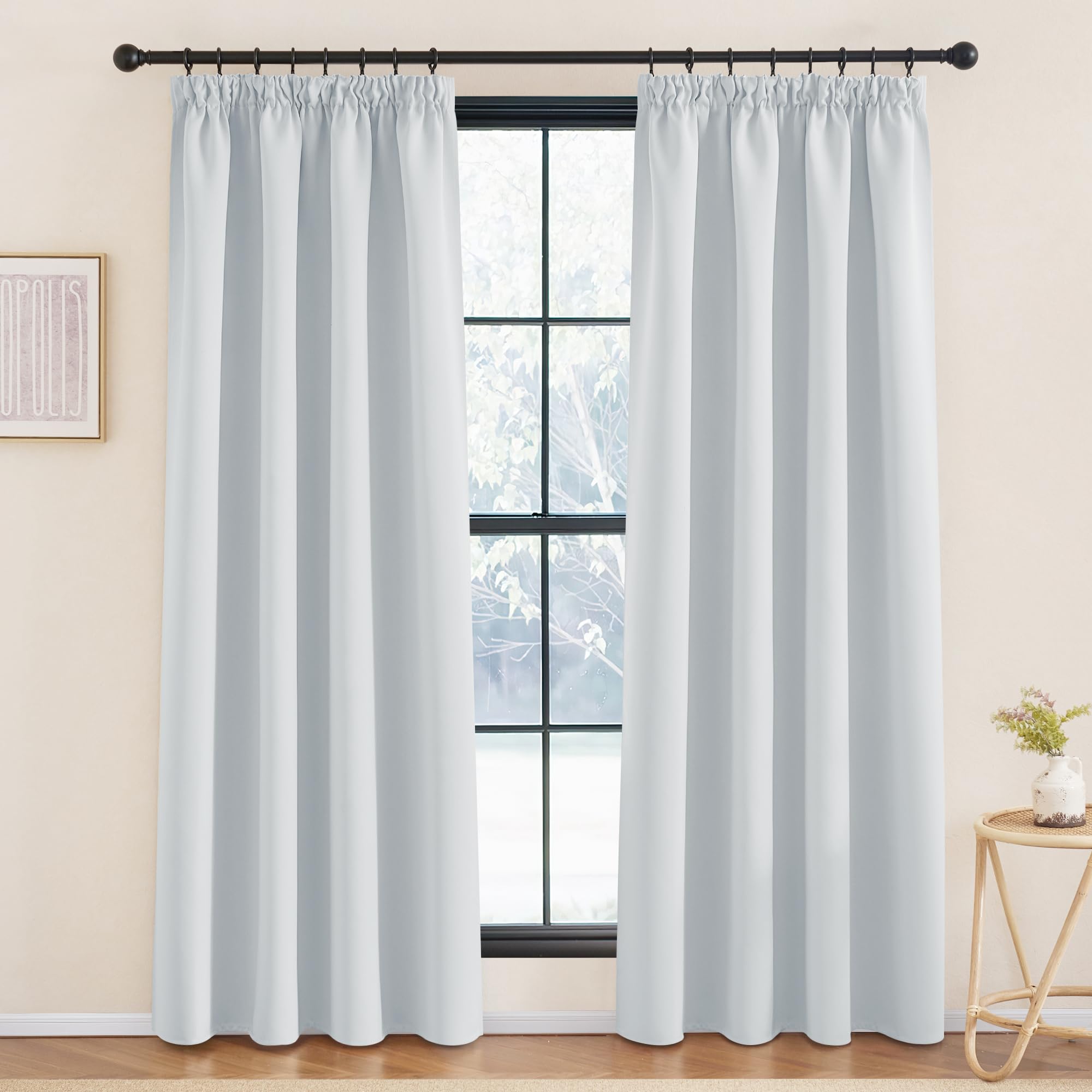 KGORGE Blickdichte Vorhänge mit Kräuselband 2er Set Gardinen für Wohnzimmer/Schlafzimmer Verdunklungsvorhänge Thermovorhang Kräuselband