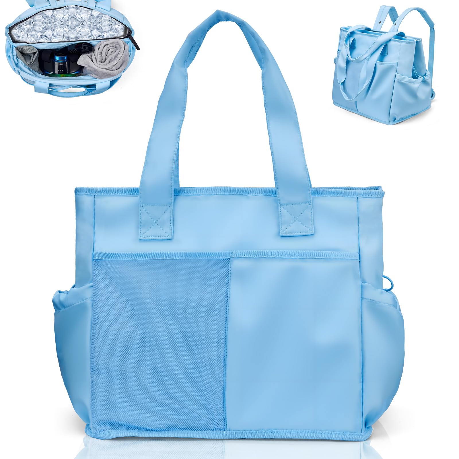 2 in 1 Insulated Dry-wet Separation Cooler Backpack Shoulder Bag 12-Hour Cold Retention, Large Leakproof Soft Cooler Bag, Waterproof Travel Cooler for Beach, Picnic, Camping for Women Blue