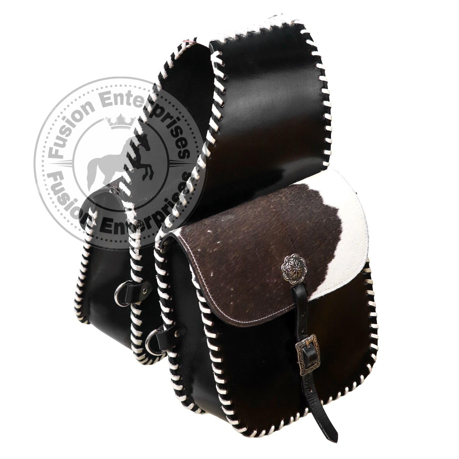 Western-Leder-Satteltasche für Pferde | Reitvergnügen Wanderritt geeignet für Reiten und Fassrennen | Satteltasche mit verstellbarem Riemen GRÖSSE: 10"X10"X3" AS-35