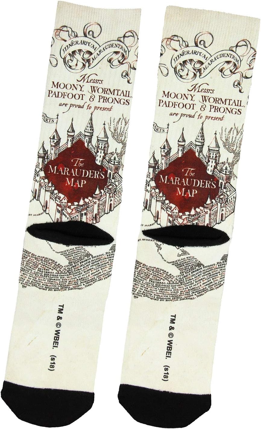 Harry Potter Marauders Map Sublimated Adult Crew Socks - Image 2