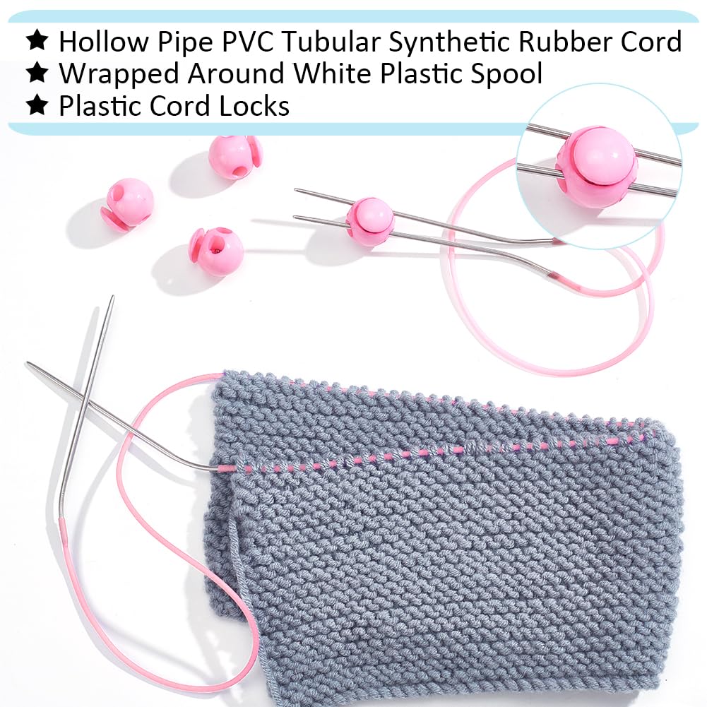 NBEADS 20m Cordon En Caoutchouc à Tricoter, 4 Couleurs Claires Cordons De Maintien De Mailles 12 Bloque Cordons En Plastique à 2 Trous Et 20 Pinces à Aiguilles Pour Projets De Tricot