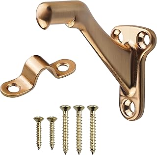 3 Pack Champagne Bronze Handrail Bracket - 3" Heavy Duty Stairway Support Hardware - Easy Installation for Home or Office Staircase