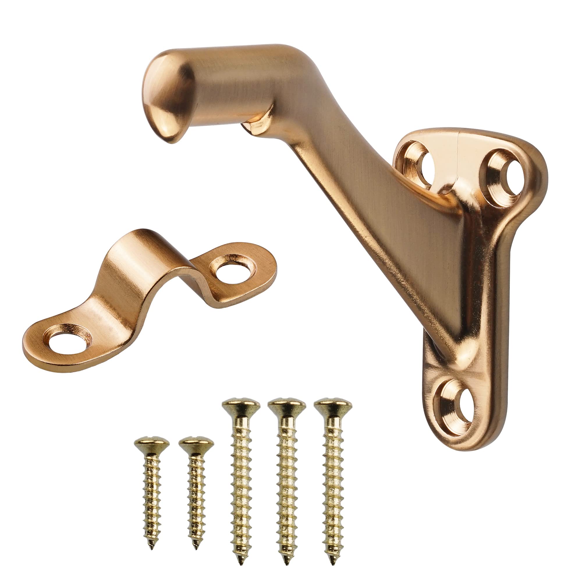 3 Pack Champagne Bronze Handrail Bracket - 3" Heavy Duty Stairway Support Hardware - Easy Installation for Home or Office Staircase