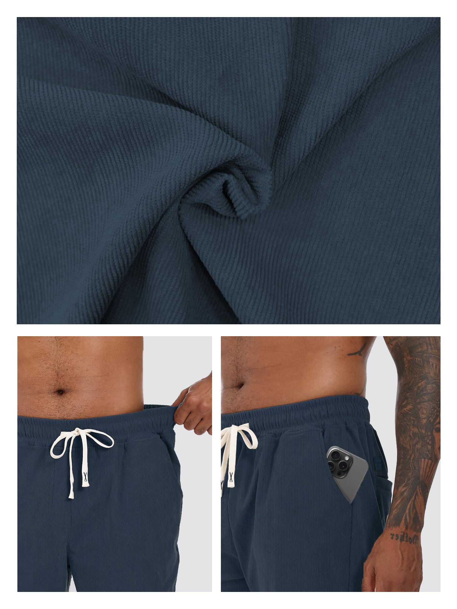 Yageshark Pantaloni in velluto a coste da uomo, vestibilità normale, corduroy, pantaloni per il tempo libero, con tasche e elastico in vita, per ufficio, città e tutti i giorni