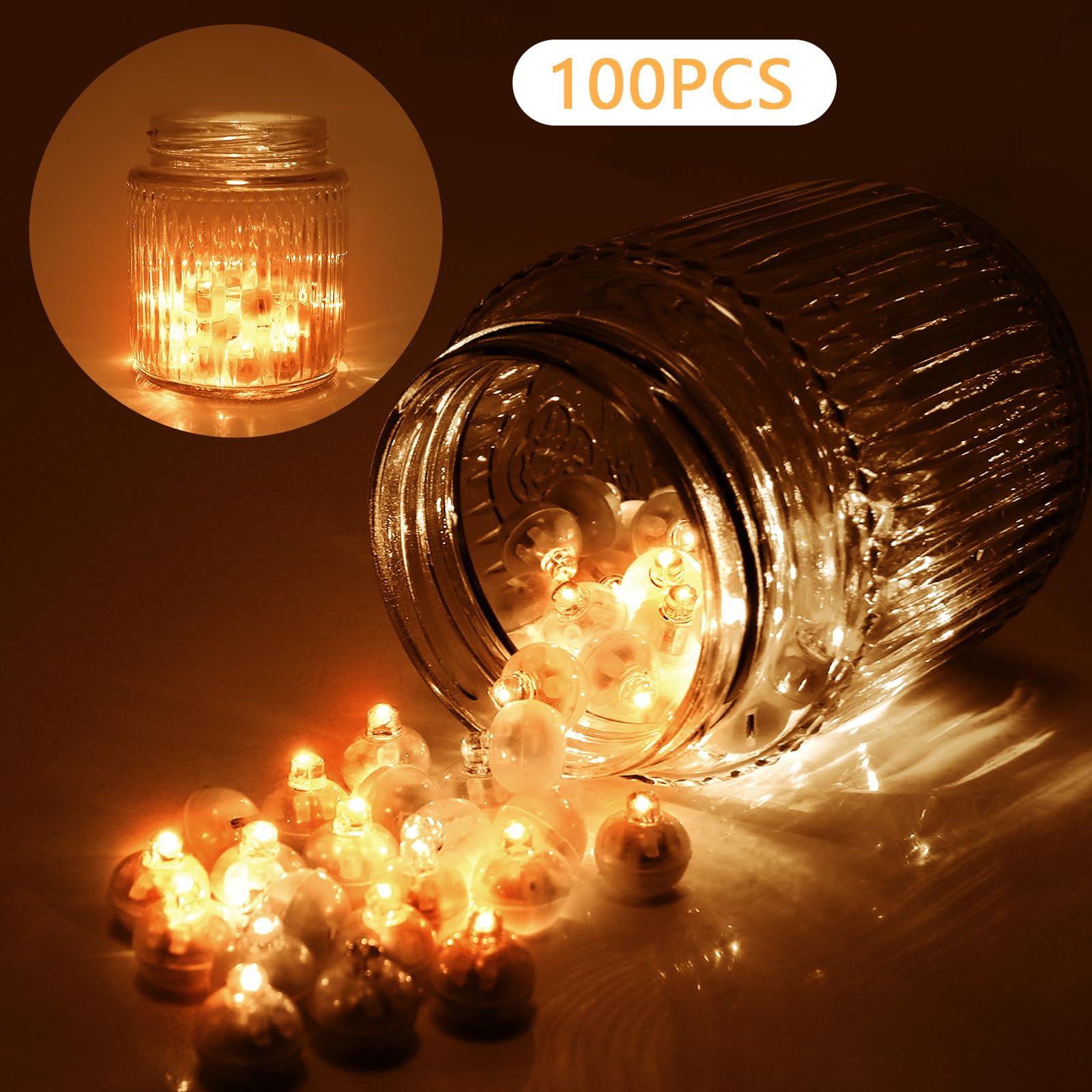 100 sztuk lampek LED do balonów, mini balony LED, okrągłe balony LED, na imprezę, urodziny, wesele, imprezę, Halloween, Boże Narodzenie, karnawał, do baru, klubu, jako dekoracja, ciepła biel