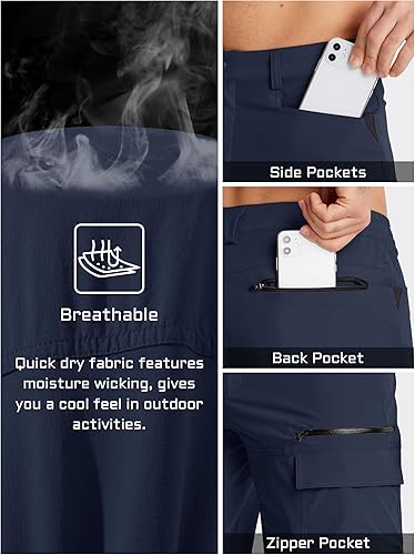 Miniatura 5 de TACVASEN Pantalones cortos de verano para hombre, secado rápido, estilo cargo, casual, trabajo, senderismo (sin cinturón)