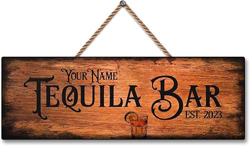Miniatura 102 de Placa de pared de madera de bar de tequila mexicano personalizado, letrero de bar de México, letrero rústico para pub para el hogar, decoración de 01
