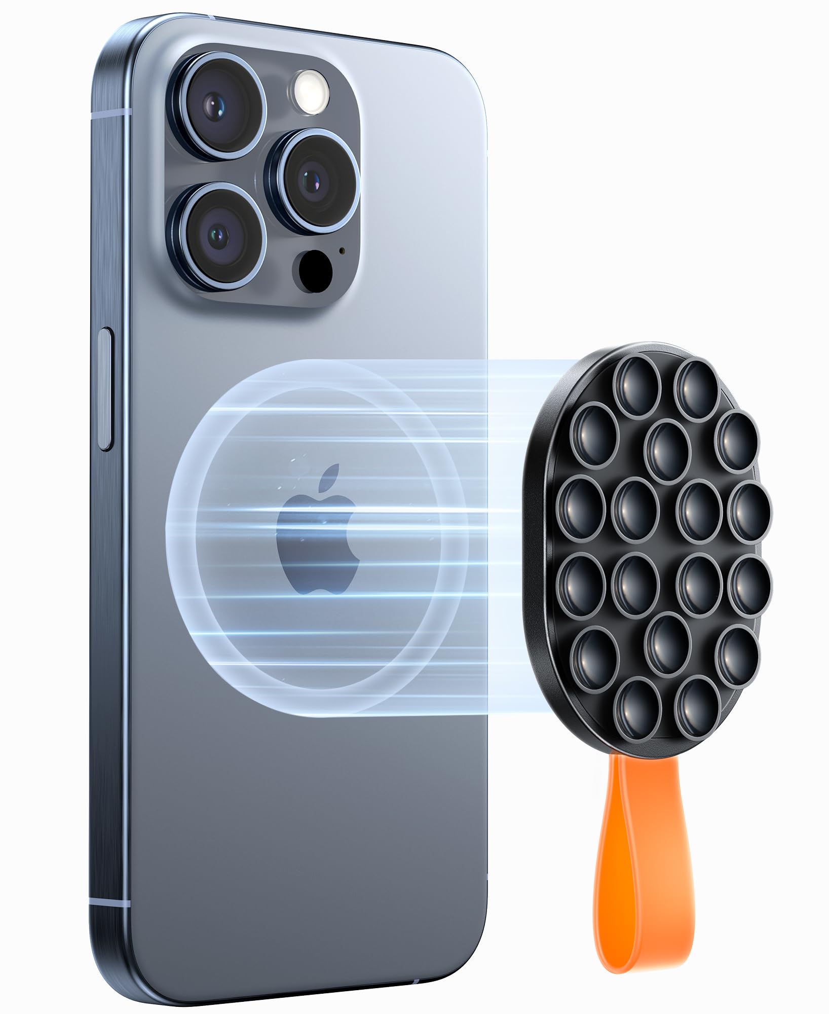 Magnetic Suction Cup Phone Mount, Silicone Suction Phone Case Holder, Magsafe Octo Cup Buddy Phone Grip Mount for Hands-Free Selfies/Call/Video/Meeting/Shower/Mirror for TikTok Creator