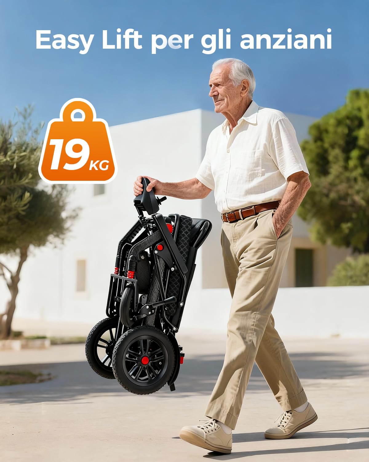 HomyKing Sedia a Rotelle Pieghevole Leggera per Anziani, Elettrica Carrozzina per Disabili, Monopattini Elettrico Adulti, Durata di 25KM Motore di 500W Scooter Elettrici Batteria al litio da 20Ah