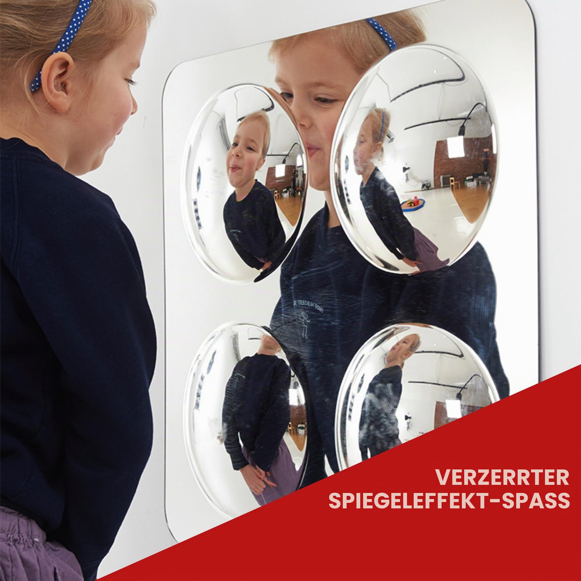 Playlearn Set aus 4 Konvexspiegeln – Sensorische Spiegel – Kinderentwicklung – Fantasie, Kreativität und Sinnesstimulation