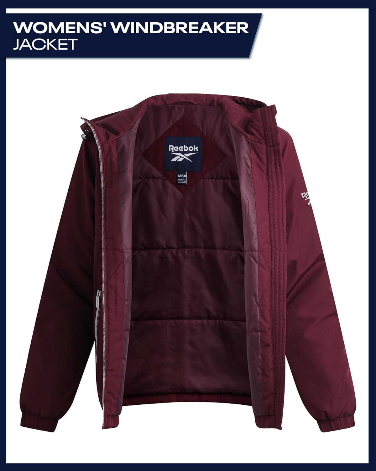 Reebok Womens Windbreaker Jacket - Lightweight Wind Water Resistant Insulated Zip Up Jackets for Women with Pockets & Hood - Image 3