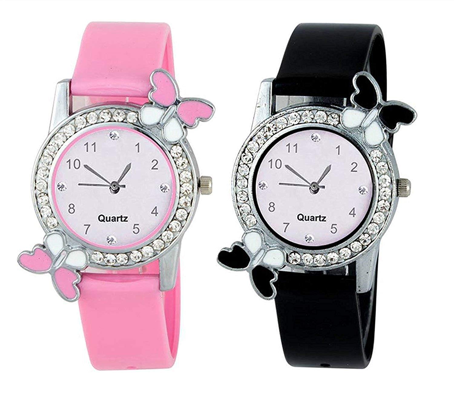 pass pass Analogue Pink & Black Butterfly Watch Womens & Girls (Pack-2) (B07P8V3Y9F) Amazon Price History, Amazon Price Tracker