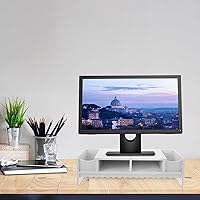 Vista 6 de Multifunction Storage Rack Monitor Shelf White Desktop Organizer Riser for Home Office Creative Screen Storage Bracket with Eyeglass and Key Holder