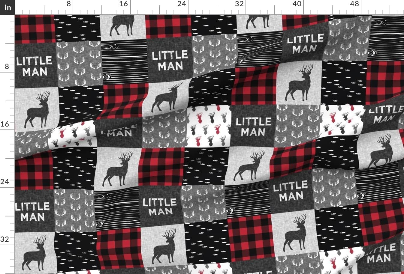 Spoonflower Fabric - Woodland, Boy, Red and Black, Buck, Buffalo Plaid, Trendy, Wholecloth, Printed on Minky Fabric by The Yard - Sewing Baby Blankets Quilt Backing Plush