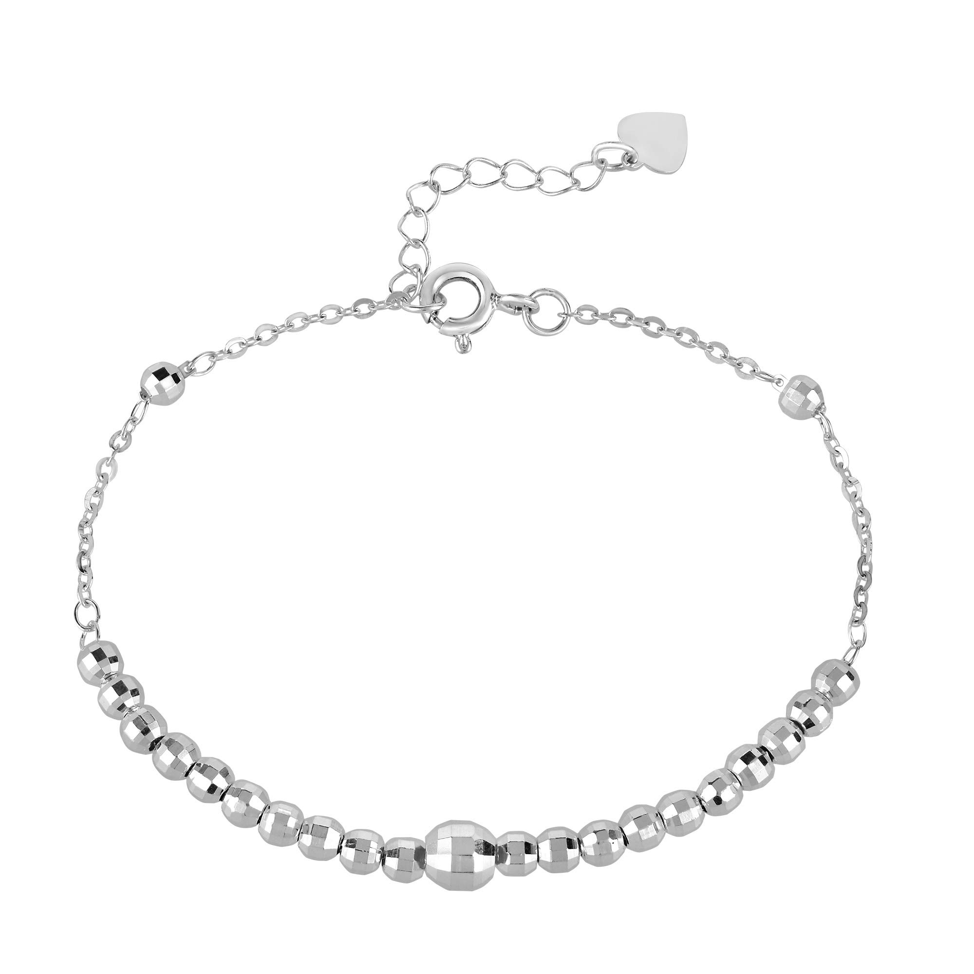 Bracelet de luxe en argent 925 massif et boules disco ciselées - 7