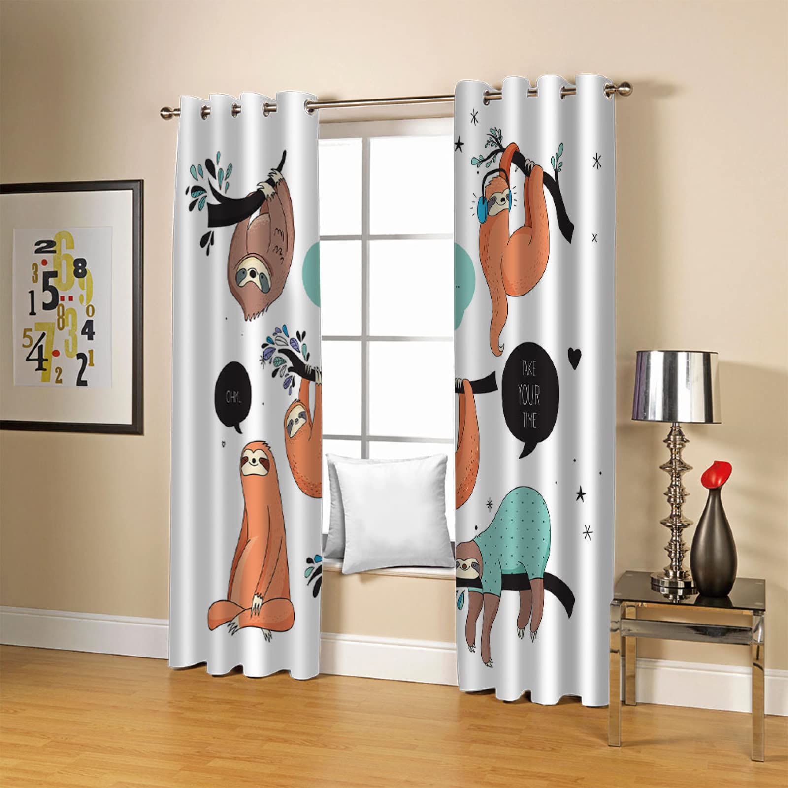 Cortinas Infantiles Niña Niño Bebe Habitacion Opacas Para Ventanas Perezoso De Dibujos Animados 280X260Cm Cortinas Salon Modernas Dormitorio Juvenil 2 Piezas Cortinas Opacas Termicas Aislantes Frio Y