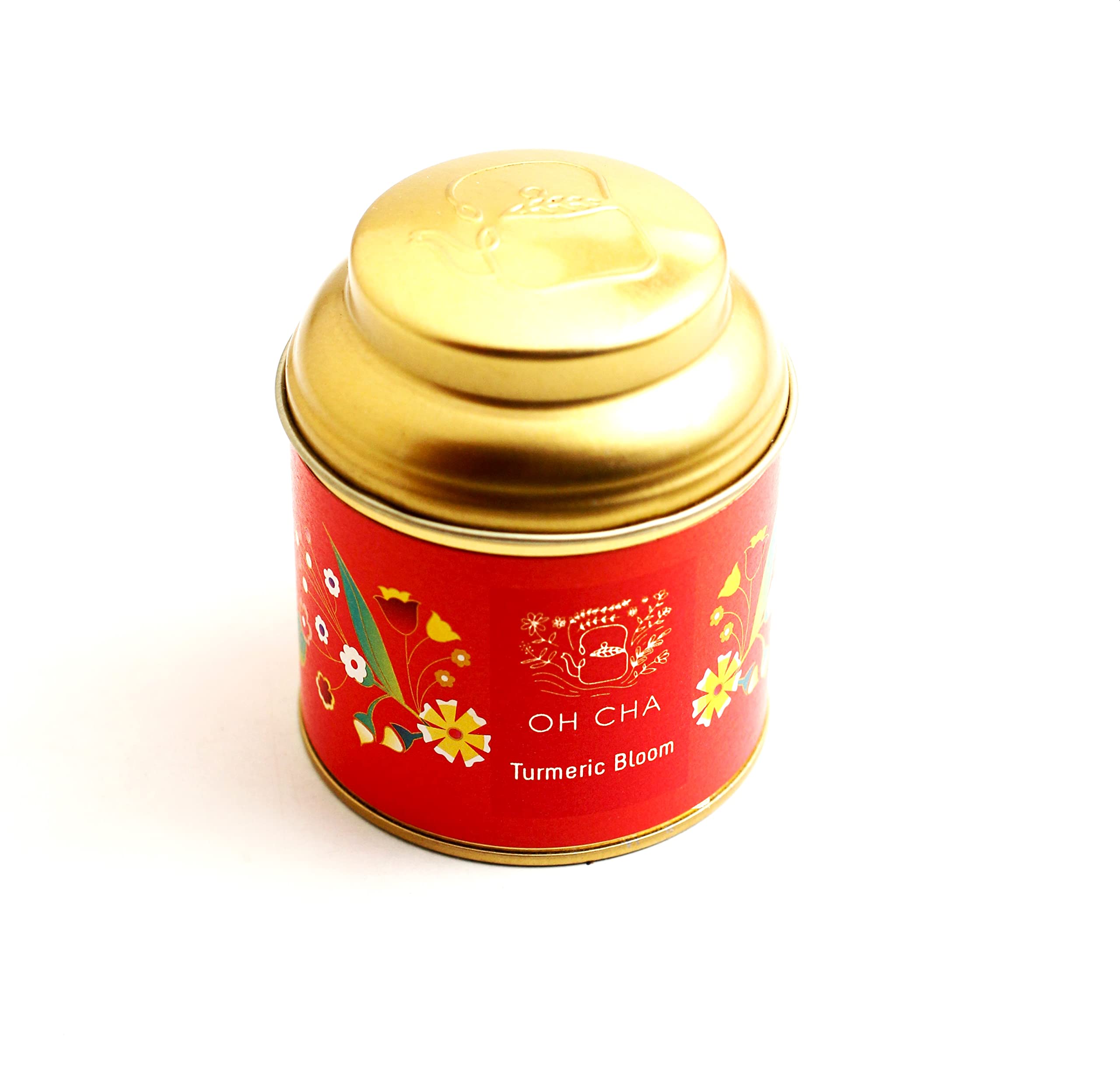 OH CHA - Turmeric Green Tea | 100% Whole Green Tea Leaves with Marigold, Black Pepper & Lemon peels | Golden Milk |Can use as Turmeric Latte | For Immunity, Inflammation | 35g Tin Caddy 3