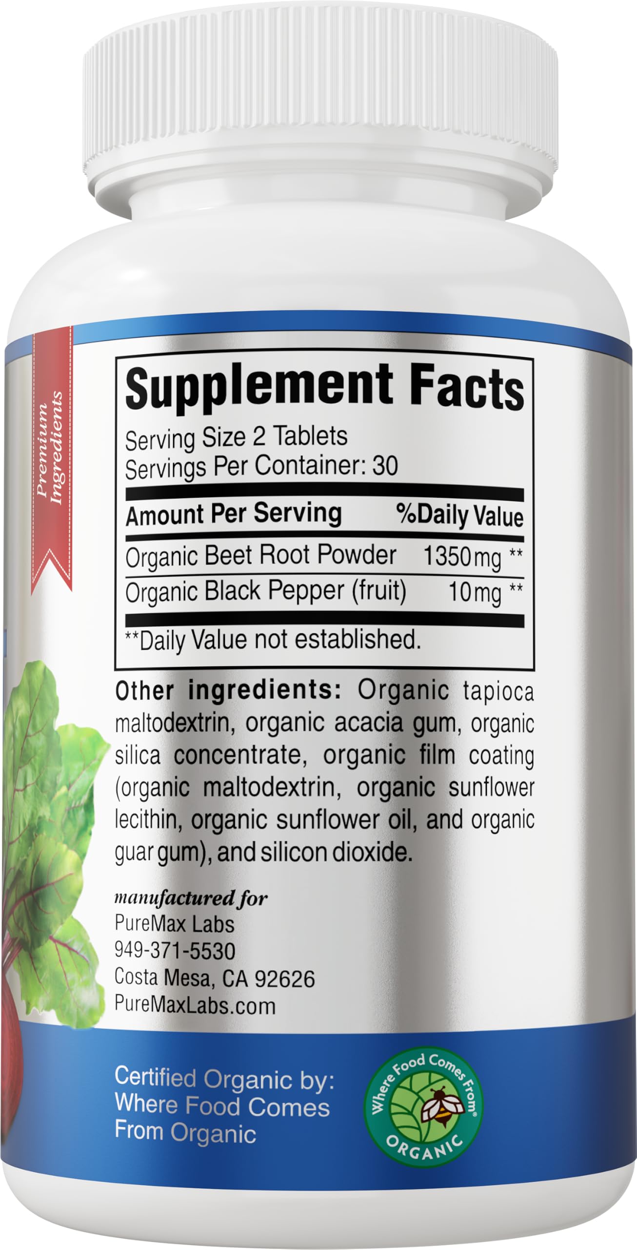 YUMMYVITE Organic Beet Root Powder Tablets, 1350mg, 60 Tablets — Amazon image 5