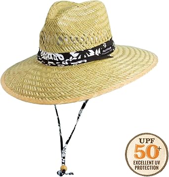 Panama Jack Mens & Womens Lifeguard Straw Hats - Handwoven, Big Brims, UPF 50+ Sun Protection