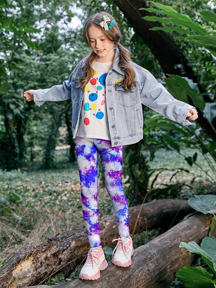 Slaixiu Confezione da 4 leggings per ragazze, morbidi e confortevoli, lunghi fino alla caviglia, stampati, per bambini (da 3 a 12 anni)