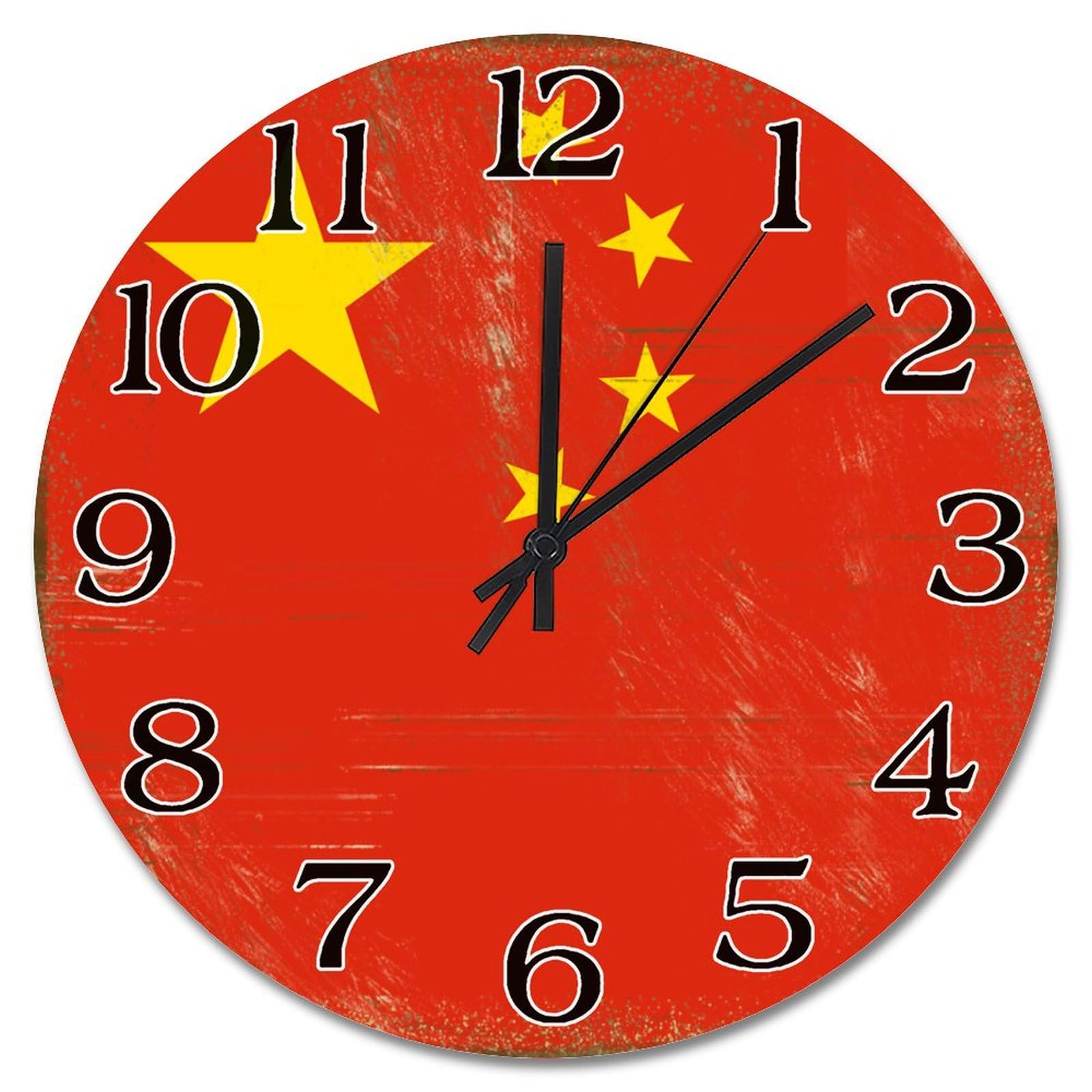 Horloge murale drapeau de la Chine sans tic-tac à piles 25cm
