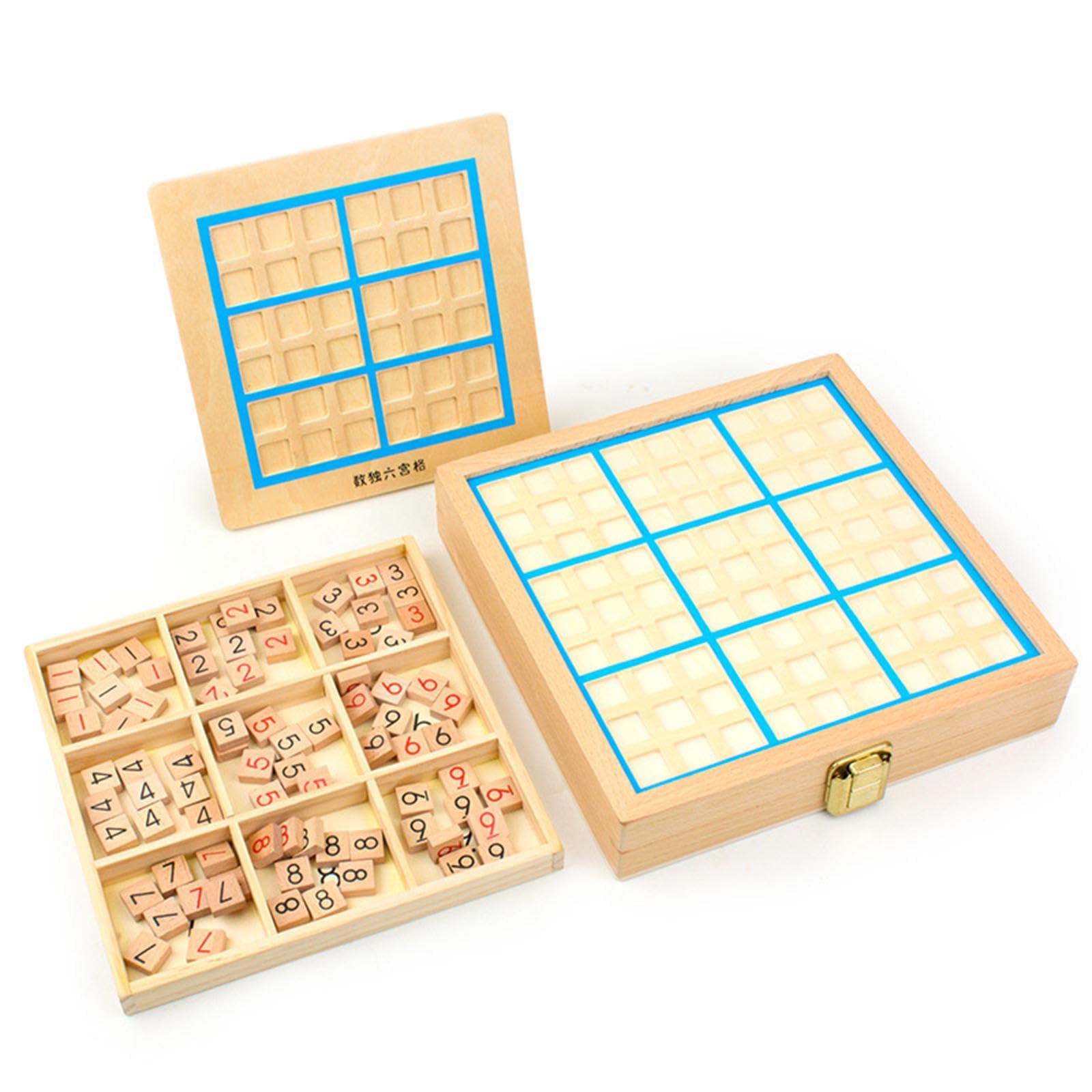 Sudoku Spiel Aus Holz, Sudoku Spielbrett Aus Holz, Leicht bis Schwer, Geburtstagsgeschenk, Lernspielzeug für Kinder Und Erwachsene, Blau